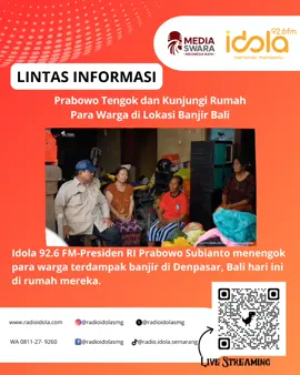 Presiden RI Prabowo Subianto menengok para warga terdampak banjir di Denpasar, Bali hari ini di rumah mereka. #prabowosubianto #banjir #bali #radioidolasmg #semarang     