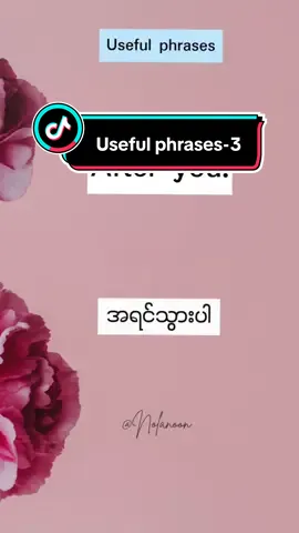 Useful phrases- 3 အသုံးများတဲ့ စကားစုများလေ့လာရအောင်  #learnenglish #အဂ်လိပ်စာလေ့လာကြမယ်😊 #LearnOnTikTok #englishlearning 