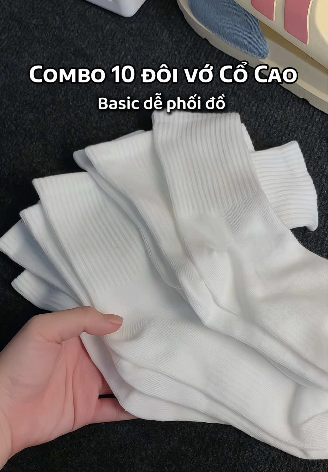 Combo 10 đôi vớ cổ cao basic dễ phối đồ, đi học, đi chơi gì cũng phải mang vớ nha mấy bà #tatcocao #tat #tattrang #xh #viral  @Trương Quý Như  @Trương Quý Như 