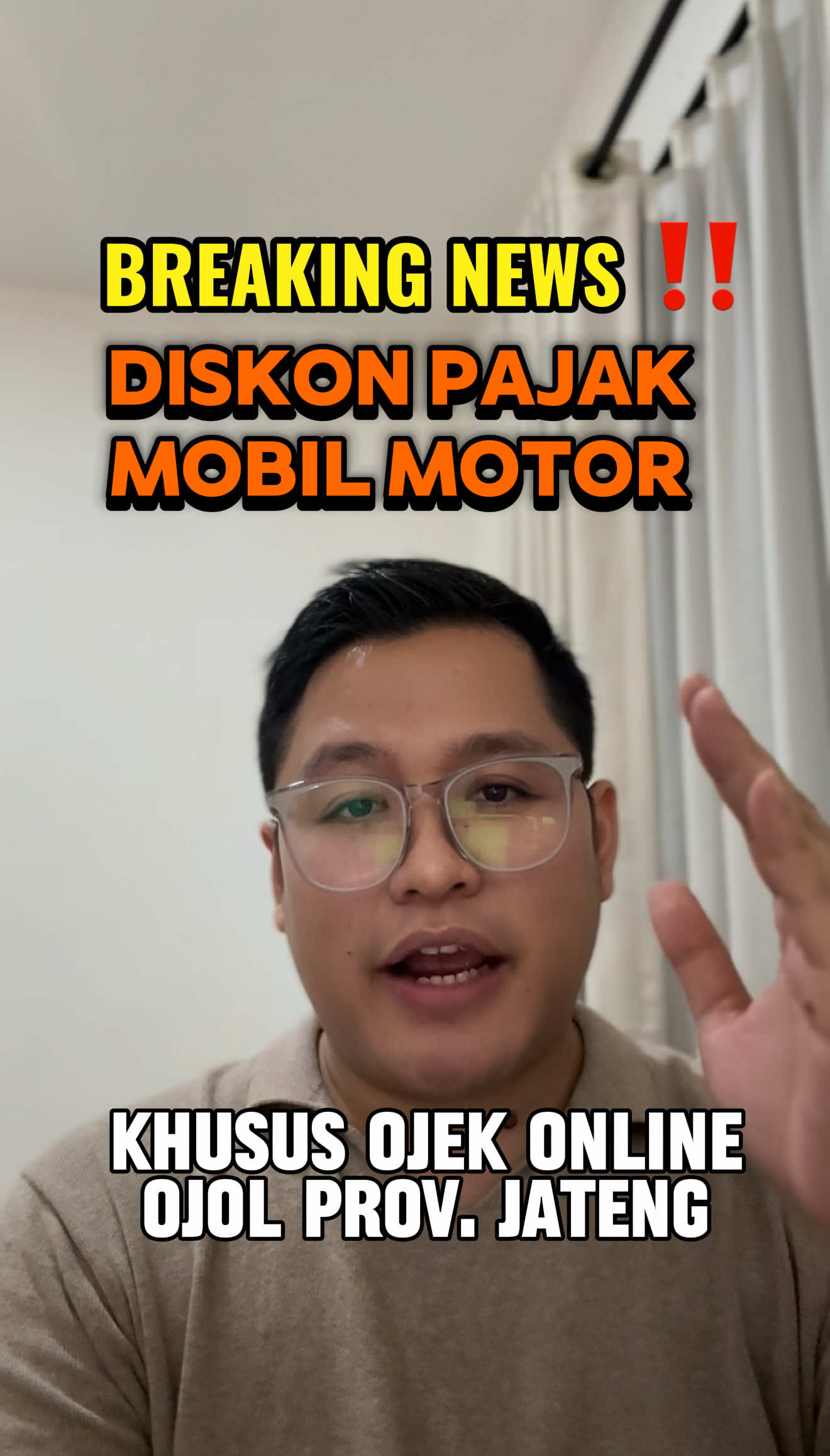 Breaking News ‼️ Gubernur Jawa Tengah , Bpk @Ahmad Luthfi akan memberikan insentif pajak bagi pengemudi ojek online (ojol) • Pajak Ojol Motor: Ditetapkan sebesar 5%. • Pajak Ojol Mobil : Ditetapkan sebesar 2,5%. Cc : @Ojol Indonesia @Grab Indonesia @Gojek Indonesia @Humas Jateng   — Ini Gubernur Jateng, gimana Gubernur Anda ❓ Semoga dapat memberikan insentif pajak juga 🙌🏻 — SHARE ↗️ atau REPOST 🔄 konten ini jika bermanfaat #pajak #tax #ojol #ojekonline #pajakmotor  
