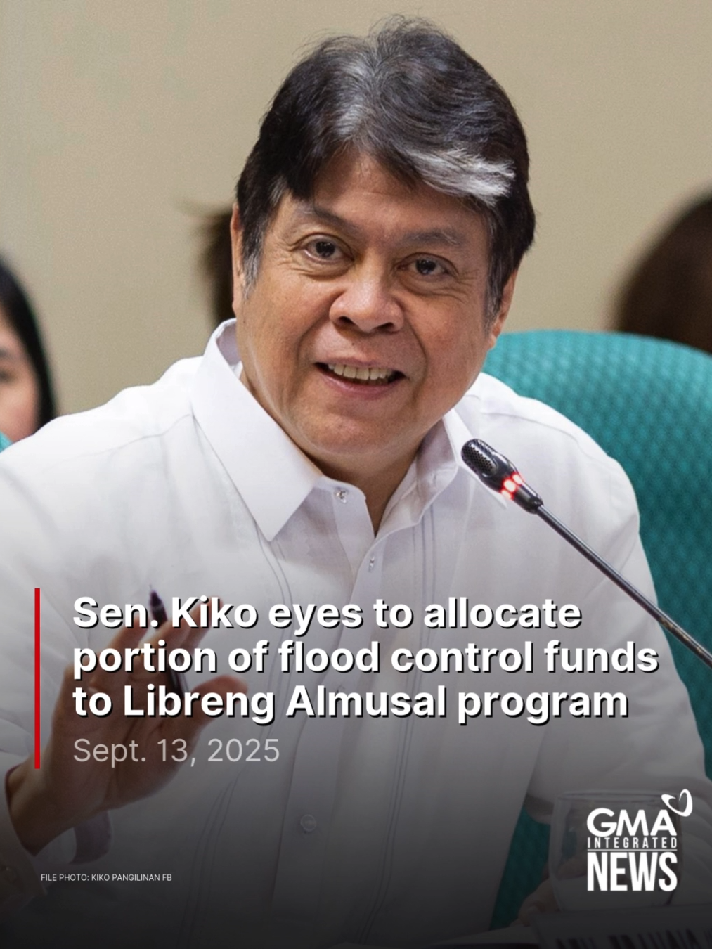 FLOOD CONTROL FUNDS PARA SA LIBRENG ALMUSAL PROGRAM Sen. Kiko Pangilinan proposed on Thursday, September 11, to allocate a portion of the flood control funds to the Libreng Almusal program which will address the cases of stunting, malnutrition, and dropout rates among school children, while providing more income to agricultural workers. “Base na rin doon sa ililipat 'yun ilang pondo ng flood control dahil ito ay malulustay lamang at hindi kailangan o kaya ay inaayos pa, ilagay natin sa ganitong klaseng programa,” Pangilinan said in a Senate hearing. #GMAIntegratedNews