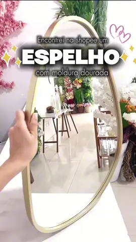 Espelho Com Moldura Dourada Ouro, Orgânico Grande Abstrato #espelho #espelhoorganico #espelhocommoldura #viral 