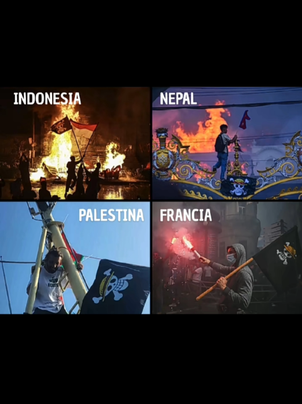 #onepiece #luffy #libertad #nepal #indonesia #palestina #francia #manifestation #mugiwara #fypシ 