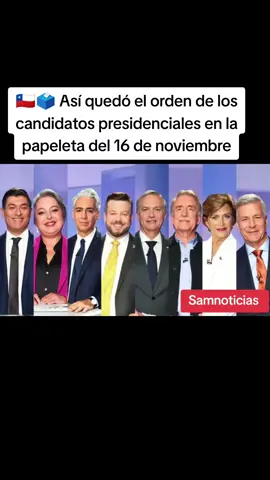 🇨🇱🗳️ Así quedó el orden de los candidatos presidenciales en la papeleta del 16 de noviembre #trending #usatrends #foryou #fyp 