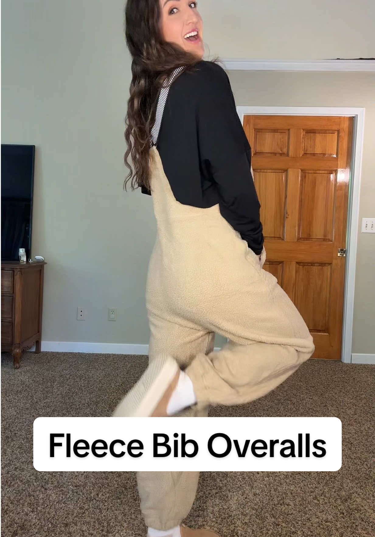 These fleece overalls are so cozy and adorable for these cooler months coming up. Love me some cozy bibs and these are so fun! #fleeceoveralls #overalls #overallsoutfits #winterclothes #cozyclothes 