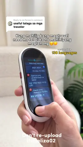 Replying to @Jo Ferrero so true! perfect talaga to sa mga mahilig magtravel lalo na sa mga solo travellers 🤭🤫 #aitranslator #voicetranslator #aitranslatordevice #fyp #viral