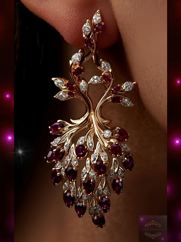 Wear a ruby, and let its fire restore your heart ✨🫶 #LuxuryEarrings #RubyElegance #GoldenGlamour #HighFashionStyle #RoyalChic @✨GoldSilver💫DesignFocus✨ 