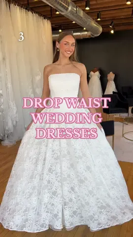 Wedding dress trend alert! We are seeing drop waist wedding dresses continue to be included in designer collections ❤️‍🔥 Would you wear a drop waist wedding dress? Let us know in the comments!  #dropwaistweddingdress #weddingdresstryon #bonbonbelle #weddingdressinspo #weddingdresses drop waist wedding dresses