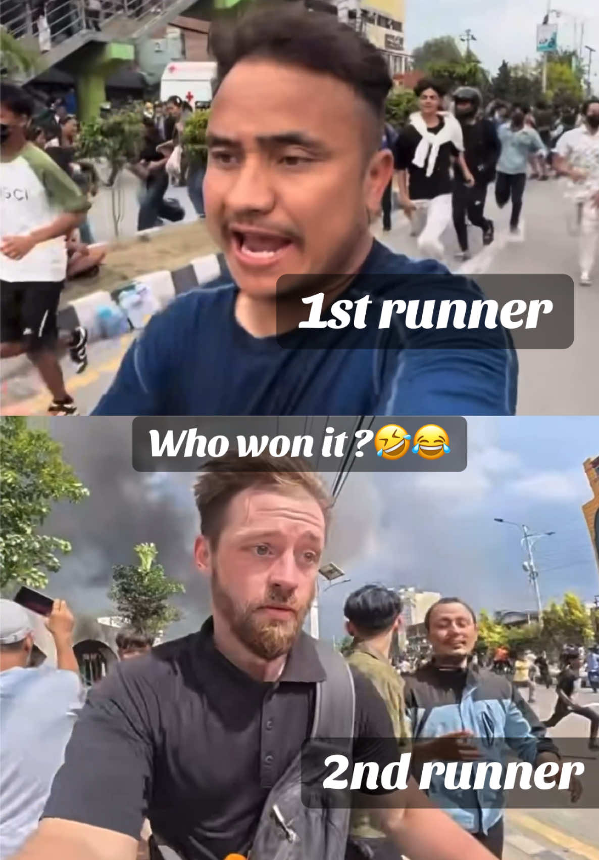 2 Khatra Runner gen-z ko protest ma 🤣 #wehatethecold #nepalitiktok #protest 