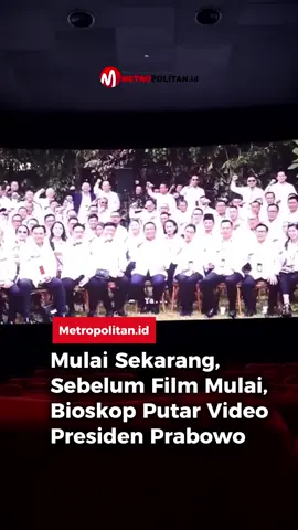 Video kegiatan Presiden Prabowo Subianto kini akan menjadi pelengkap bagi para penikmat film layar lebar di bioskop. Sebab, sebelum film utama diputar, layar bioskop akan menayangkan  video berisi cuplikan kegiatan, dan pencapaian pemerintahan Presiden Prabowo Subianto. Video Presiden Prabowo Subianto di bioskop berdurasi pendek itu muncul, layaknya iklan pembuka yang biasanya berisi promosi makanan atau himbauan etika menonton film. “Awalnya dikira iklan biasa, ternyata video Presiden Prabowo. Baru kali ini nonton bioskop dapat video presiden,” tulis salah satu warganet di platform X. #metropolitanid #prabowo #bioskop #metrobogor 