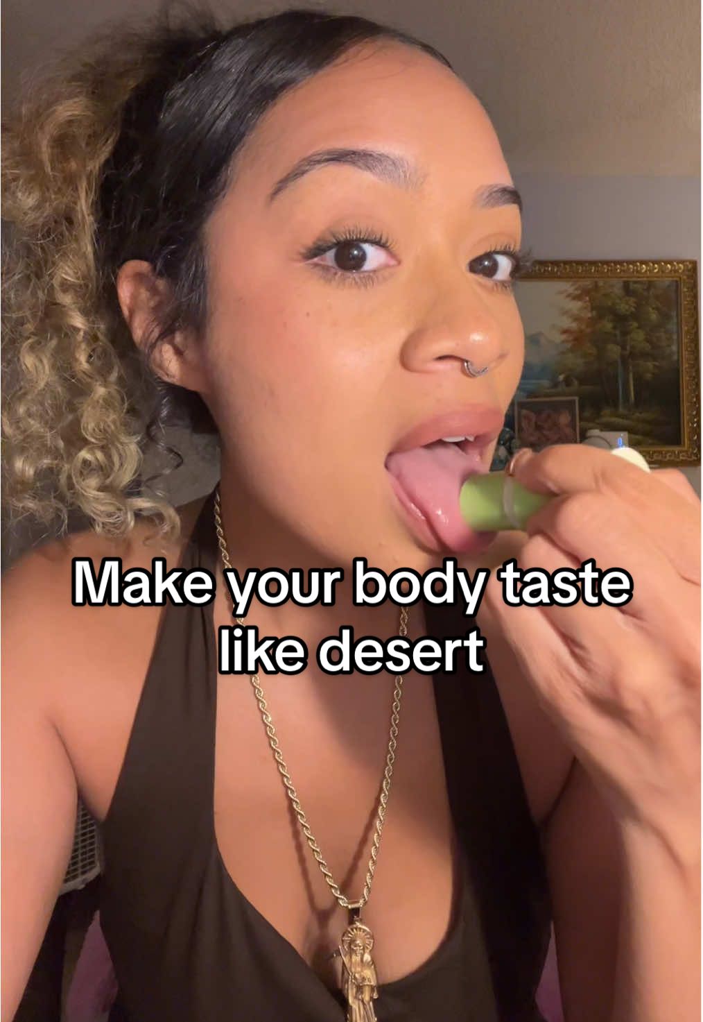Replying to @Vonna Step😁😘 put this on ALLL the sweet spots 😋😋 #blackgirltok #edibleperfume #sweetums #sweetums 