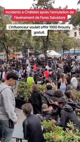Incidents à Châtelet après l'annulation de l'événement de Fares Salvatore qui voulait offrir 1000 Krousty gratuit. #FaresSalvatore #Paris #Chatelet 