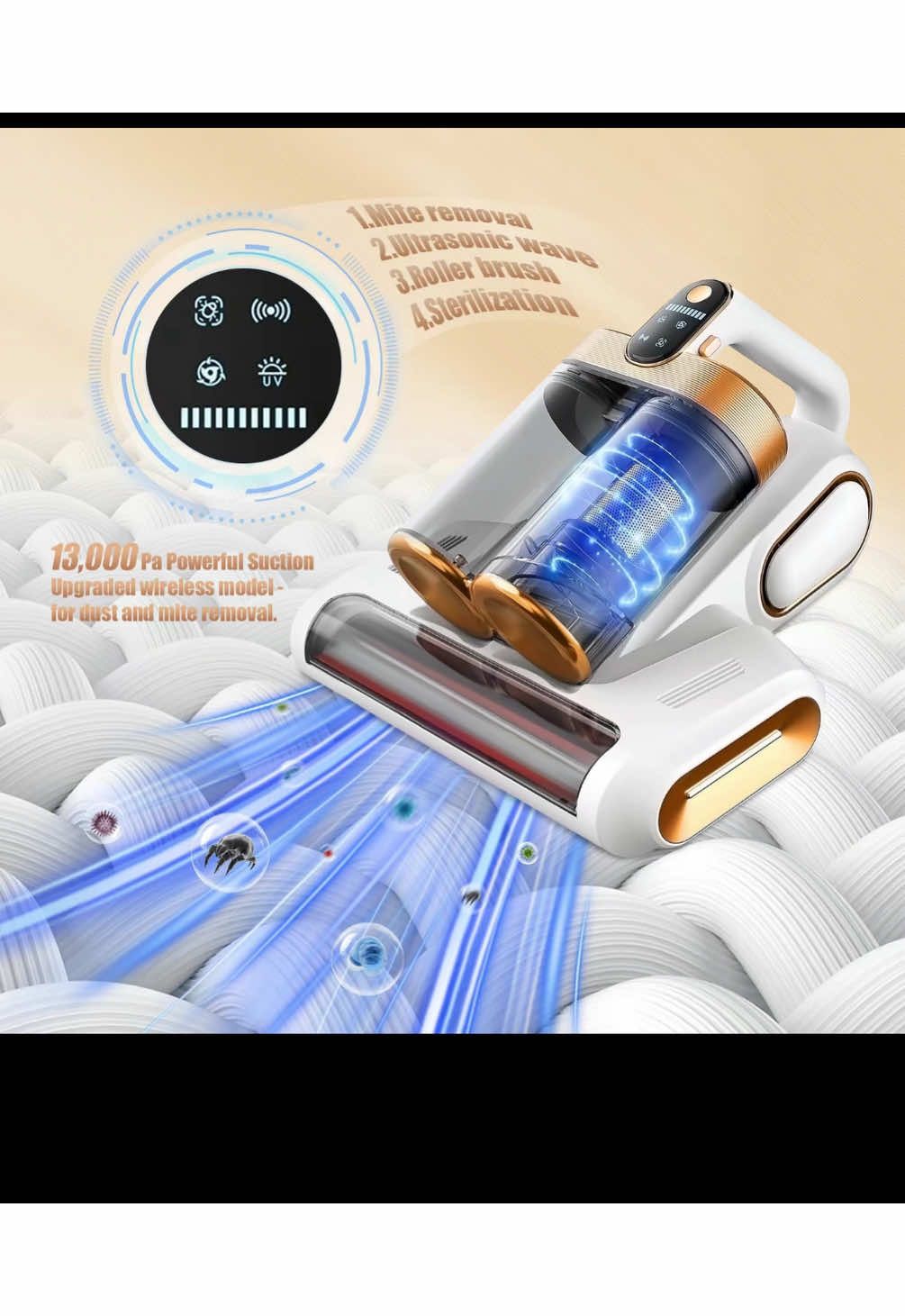 ##SRGARH Mattess Vacuum Cleaner, Bed Vacuum with 13Kpa Powerful Suction 253.7nm UV-C Light, Ultrasonic Technology, #tiktokshop #fypシ゚viral #foryoupage 