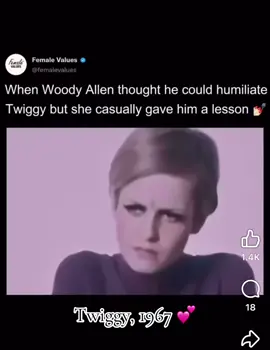 In 1967, Twiggy made her first trip to the US and was interviewed by Allen, who attempted to humiliate her by asking who her favourite philosopher was in front of a studio audience. “What are your views on serious matters?” he asks, while Twiggy frowns in surprise. “Like, who’s your favourite philosopher?” Despite internally panicking, the model quickly turned the question back around on Allen: “I haven’t got one. I don’t know any,” she admits, before adding: “Who’s yours?” Allen then scrambles for an answer in the clip, replying: “I don’t know, I like them all,” to which Twiggy probed again: “Who?” Despite internally panicking, the model quickly turned the question back around on Allen: “I haven’t got one. I don’t know any,” she admits, before adding: “Who’s yours?” The director responded vaguely: “I don’t know. Just all of them,” he said, as Twiggy badgered him again, saying: “But I don’t know their names. What are their names?” Reflecting on the uncomfortable interview years later, Twiggy told The Guardian: “He was trying to make me look stupid. My heart sank. I remember looking at him, pleading with my eyes for him to stop.” #womeninhistory #twiggy #allwomen #1960sfashion 