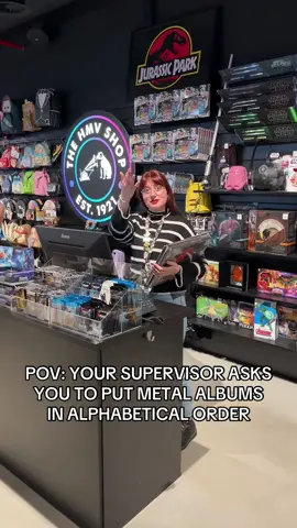 Arranging the metal section can be a difficult task to do 🤘#HMVBelgium #RetailTok #metal #FYP #BehindTheTill 