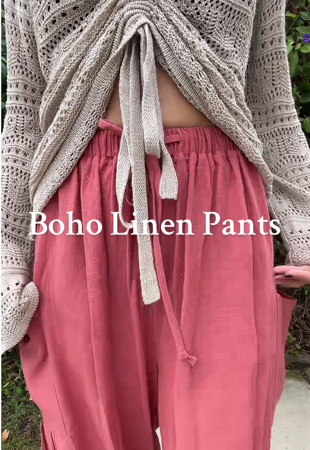 I love the flowy, comfy fit of these linen blend pants, they do run oversized already. #bohopants #linenpants #widelegpants #fallfashiontrends #loosefitpants 