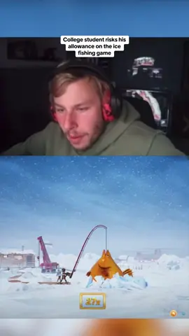 College student risks his allowance on the ice fishing game #kickstreaming