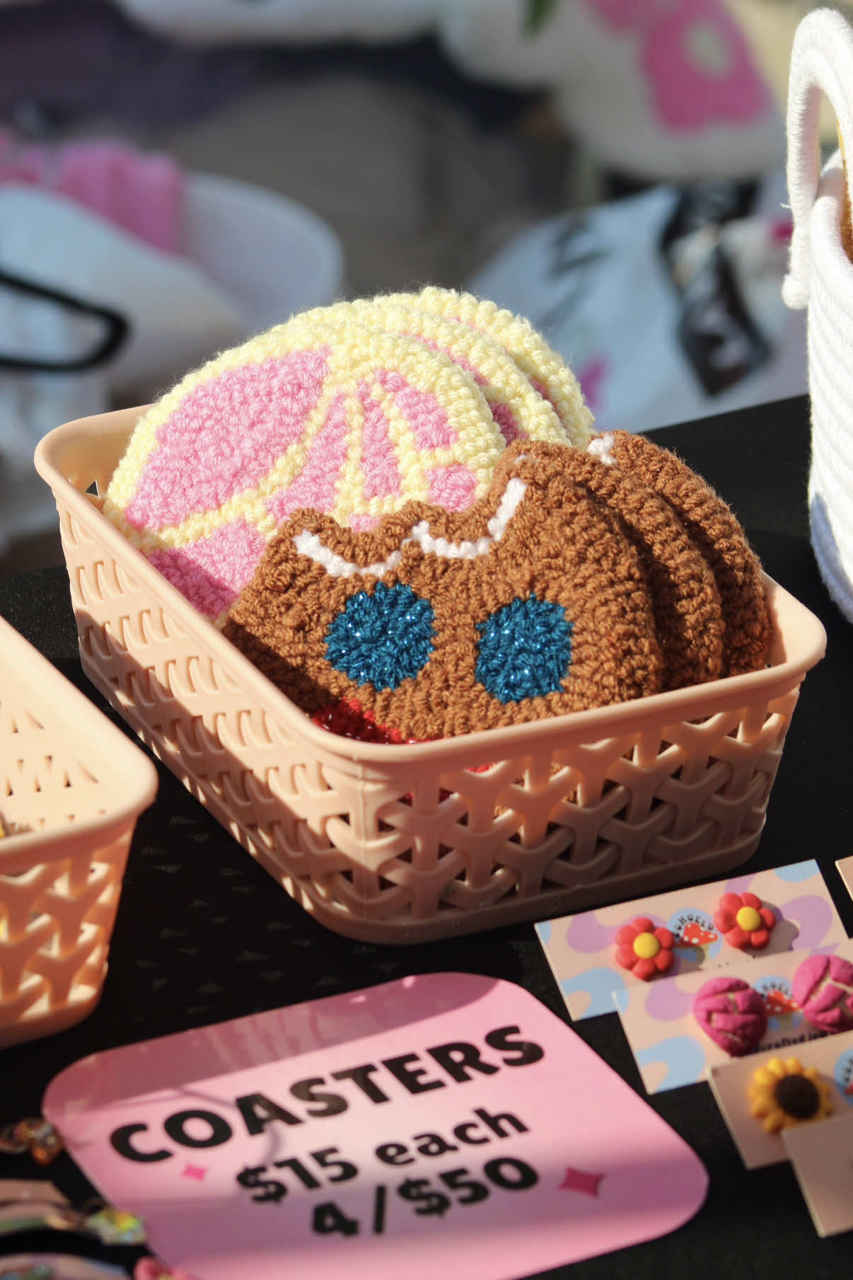 Replying to @Ru find us at the houston farmers market today from 10am-5pm! ☀️ check out our new coasters and embroidered shirts like the astros hello kitty pantasmas 👻  #houston #houstonfarmersmarket #houstonartist #hellokitty #gghoeld 