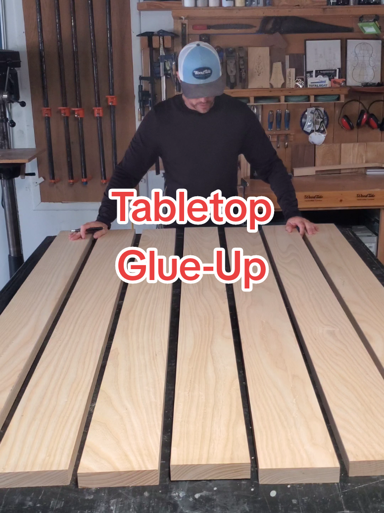 Watch me glue together this solid ash tabletop 👍 #woodworking #woodwork #tabletop
