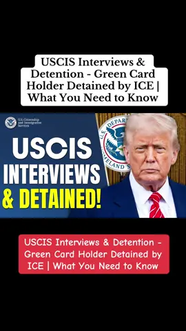 🚨 USCIS Interviews & Detention: What You MUST Know 🚨 Most green card & citizenship interviews go smoothly ✅ but new 2025 rules give USCIS agents arrest powers ⚠️. Detentions are rising — often tied to old deportation orders, fraud suspicions, or criminal flags. Know your rights, prepare with a lawyer, and stay informed before your interview. Knowledge = protection. 💡 #USCISUpdate #ImmigrationTips #GreenCardProcess #KnowYourRights #Immigration2025