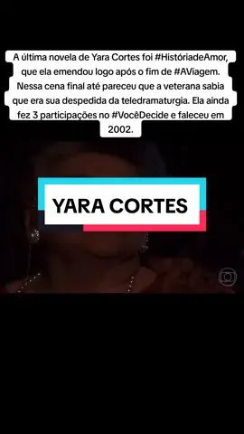 A última novela de Yara Cortes foi #históriadeamor que ela emendou logo após o fim de #AViagem  Nessa cena final até pareceu que a veterana sabia que era sua despedida da teledramaturgia. Ela ainda fez 3 participações no #vocêdecide e faleceu em 2002. #yaracortes  #streamer #series #tv #supercinebr #filmeseseries #cinema #novela 