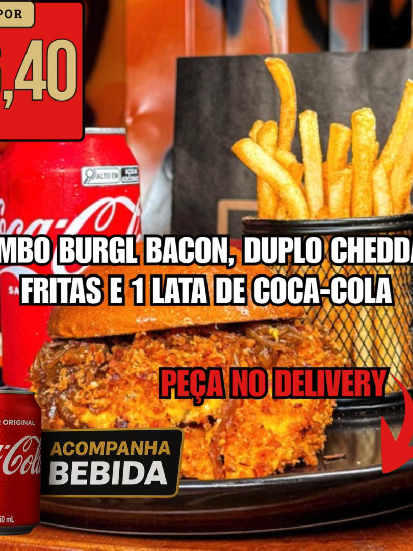 Combo Burgl Bacon, Duplo Cheddar, Fritas E 1 Lata De Coca-Cola