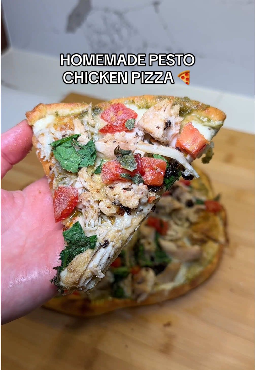 currently figuring out how to use up the pesto before it goes bad 😆  Pizza dough recipe  (From @Coop’s Kitchen)  Ingredients -2 c flour -3 tsp baking powder -1 tsp salt -2 c plain Greek yogurt Directions  1. Preheat over to 450 2. Combine flour, baking powder & salt and whisk together 3. Add Greek yogurt and mix until crumbles are formed 4. Flour a surface and dump dough crumbles over flour 5. Begin to shape the dough into a ball and once formed, kneed about 20 times 6. Spray your baking surface with nonstick spray and roll out dough. 7. Bake for 14 minutes, add toppings & bake for 14 more 8. Slice & enjoy!! #pizza #dinnerrecipe #dinneridea #easymeal 