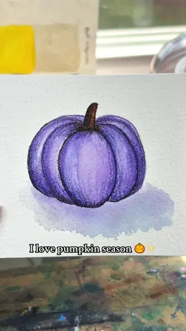 Just a watercolor pumpkin doodle and my favorite glass pumpkin trinket 🎃✨ #pumpkinwatercolor #pumpkindecor #pumpkinseason #fall
