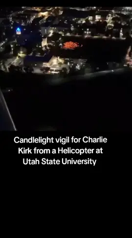 Candlelight vigil for Charlie Kirk from a Helicopter at Utah State University 