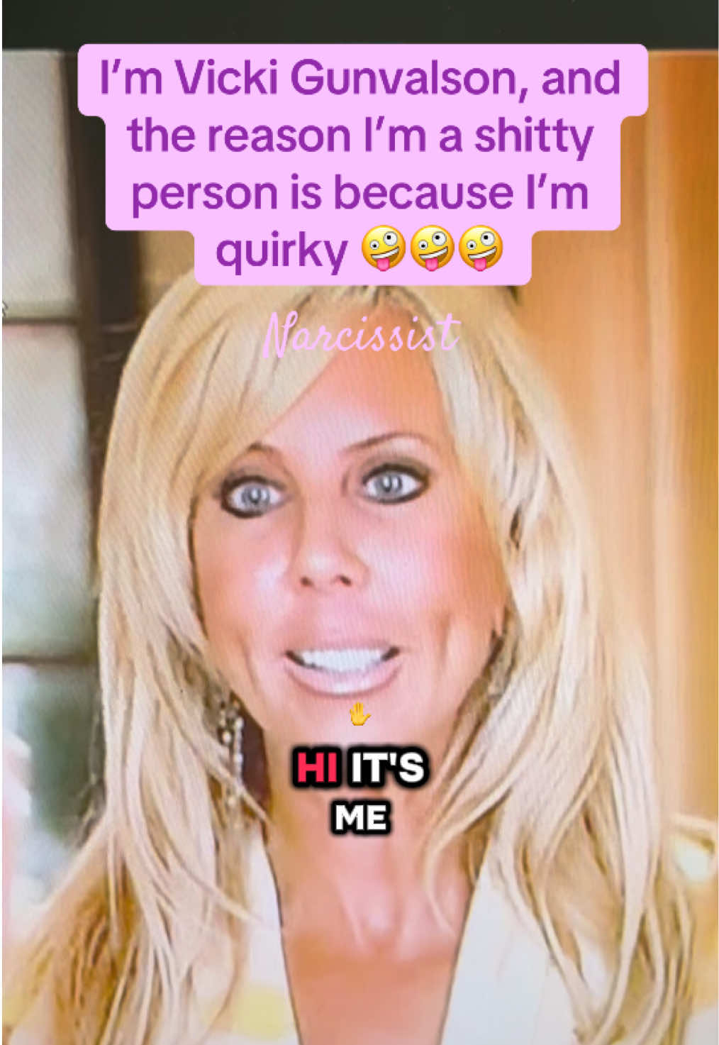 Vicki pisses me tf off because she absolves herself of doing her inner work by acting like the detestable things she does is just because she’s so quirky. 🤪 Quirky Vicki Gunvalson. 🤪 Isn’t it cute that she’s a bad and annoying person? 🤪 #realhousewivestiktok #vickigunvalson #realhousewivesoforangecounty #rhoc