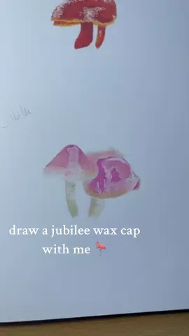 draw a jubilee waxcap for a sticker sheet with me ! #artist #artistsoftiktok #nature #illustration #mushroomart 