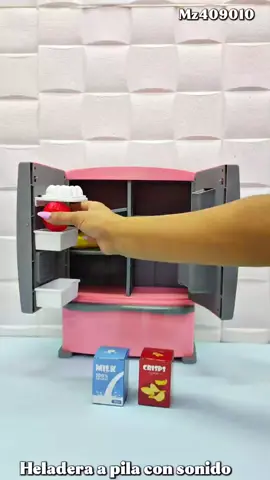 Caja heladera Geladeira  A/ pila ( pilha) com som y dispenser de hielo 🧊  Tamaño 33x24.5cm ¡Refrigerador de juguete 