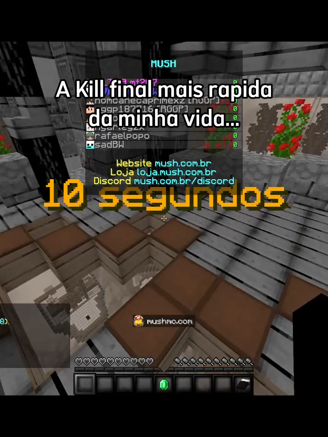 Qual foi a mais rapida de vocês? | mushmc.com | #Minecraft #bedwars #humor #mush