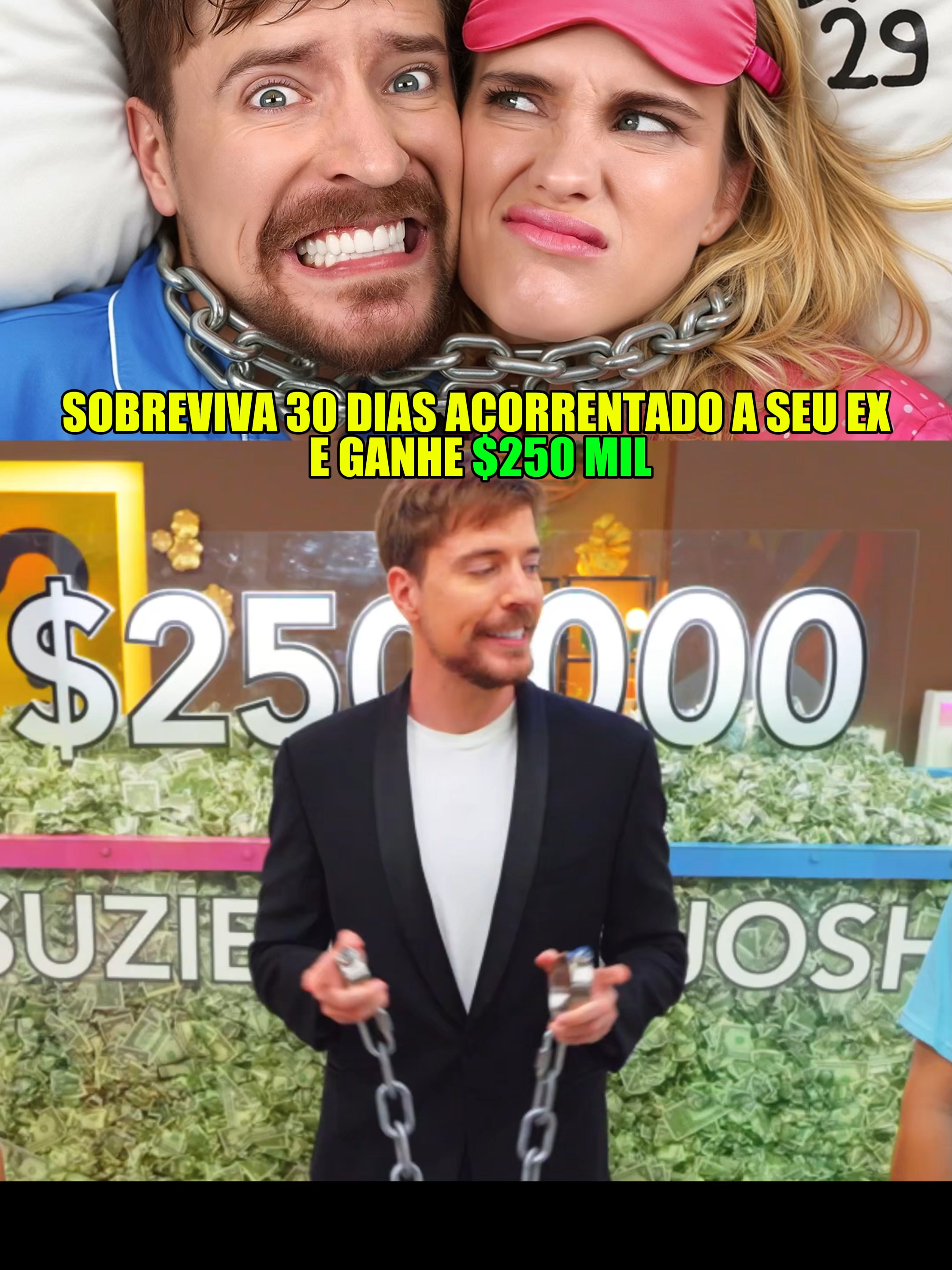 Sobreviva 30 dias acorrentado a seu ex e ganhe$ 250 mil #mrbeast #cortes