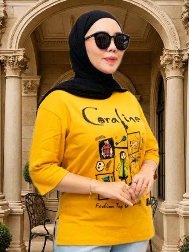 kaos atasan wanita motif caroline bahan tebzl halus dan lembut#promoseruweekend #9.9#kaoswanitamurah 