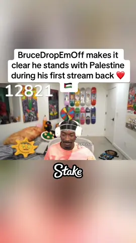 BruceDropEmOff makes it clear he stands with Palestine during his first stream back ❤️🇵🇸 #brucedropemoff #bruce #fyp #palestine🇵🇸 #streamer 