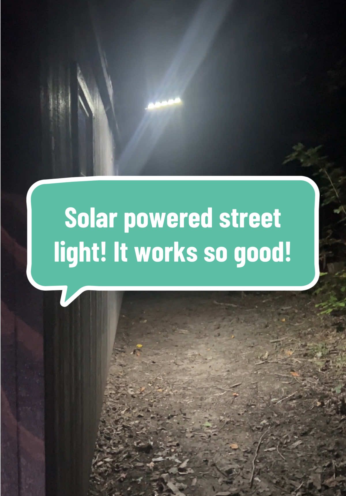I'm so happy with the solar powered street light it works so good back here at the back of my yard where I don't have power! #solarpower #streetlight #backyardprojects #sheshed #MomsofTikTok 