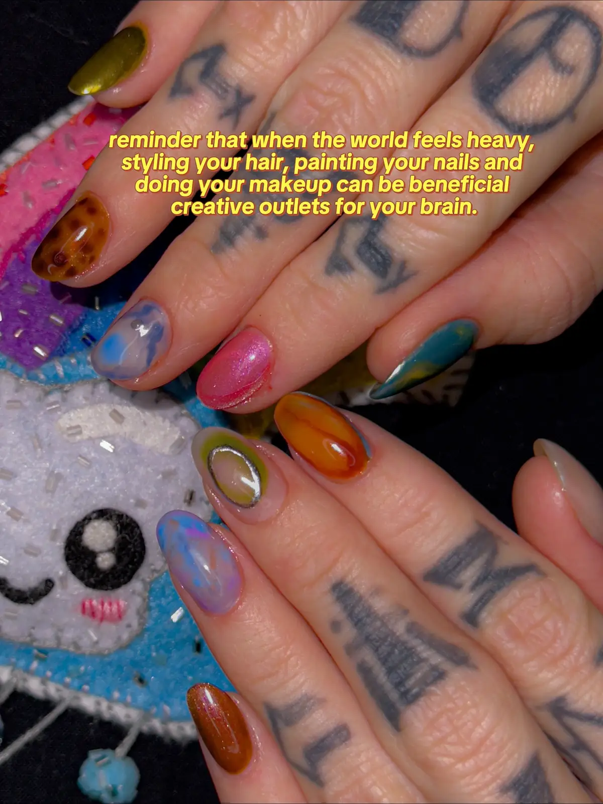 Sometimes you can’t fix everything, but you can make yourself feel a little better. ❤️ shout out to the empaths & earth signs that might be feeling everything a little too much lately, I see you.  I painted my nails today for like 5 hours while I listened to an audiobook (dungeon crawler Carl). I’ve been feeling so sensitive the past few months. 🙈