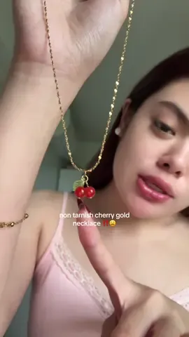 Replying to @Mariyaa🍒 HANGGANG NGAYON di parin nag fafade !! this necklace is soo cute huhu  #goldnecklace #necklace #cherrypendantnecklace 
