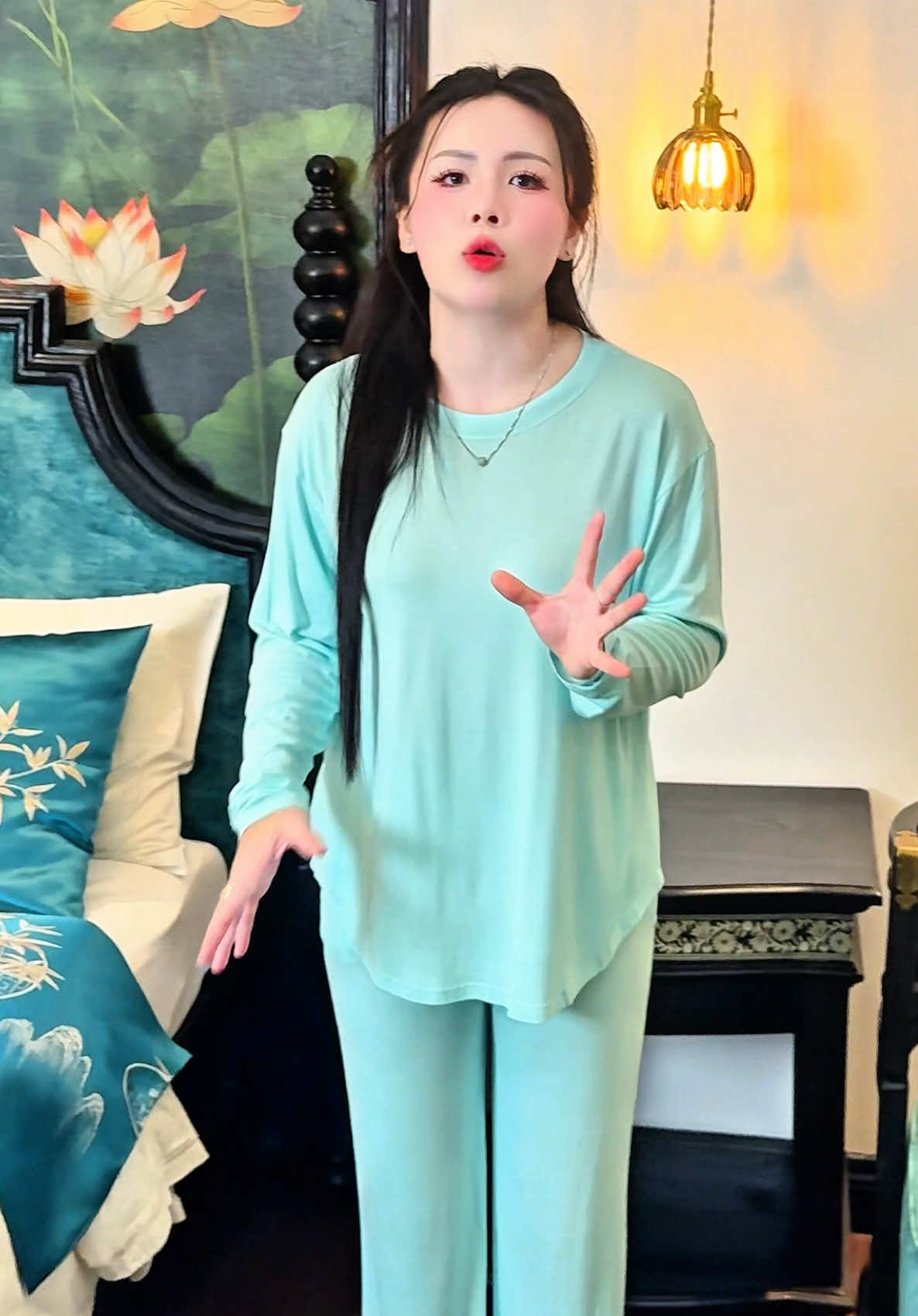 Màu xanh này ngọt mà baby quá xá #hồngnhungđồbộ #xuhuongtiktok #dobo #thoitrang #viral 