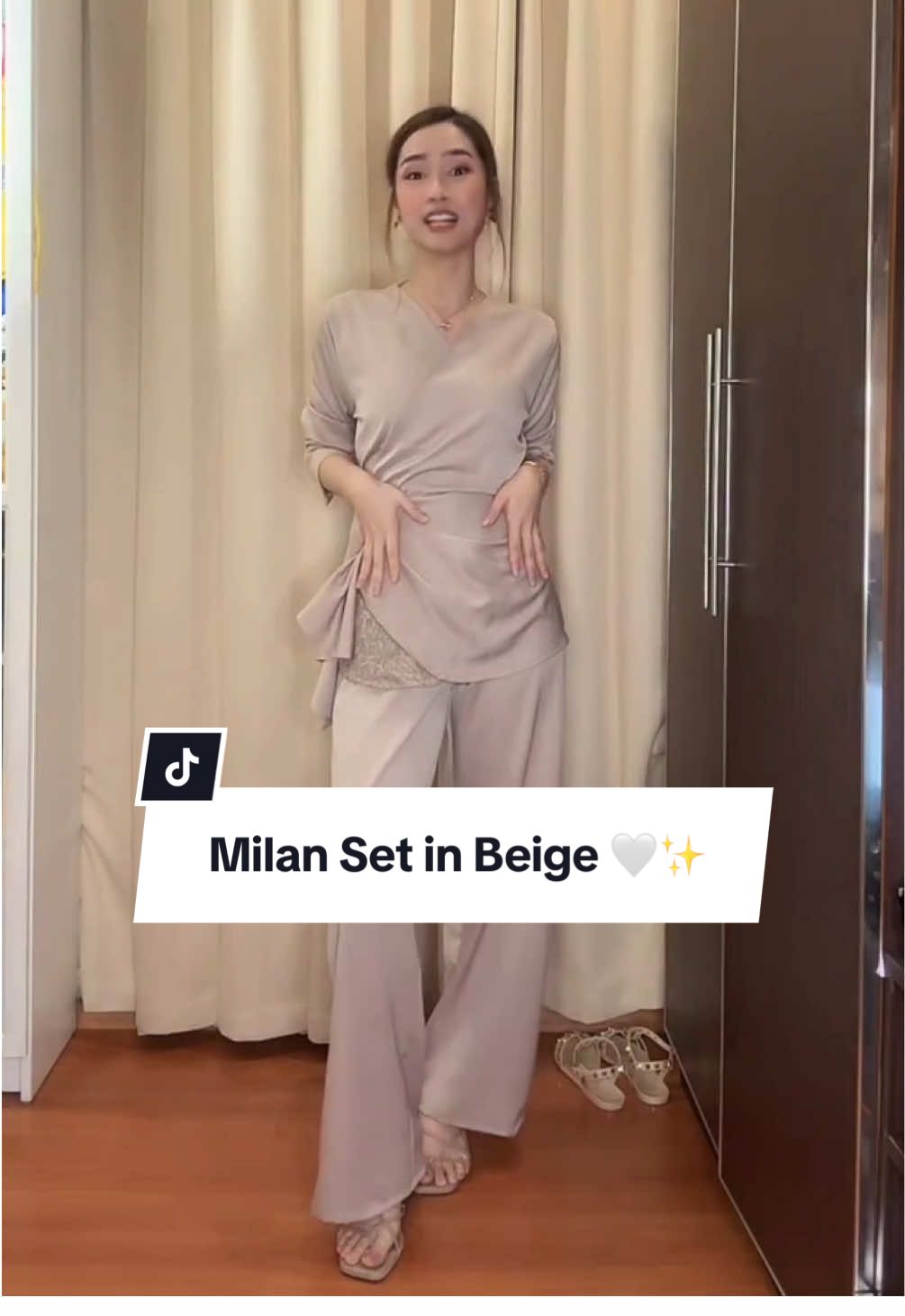 Milan Set in Beige 🤍✨ #TikTokShop #RacunTikTok #atasanwanita #blousewanita #CapCut 