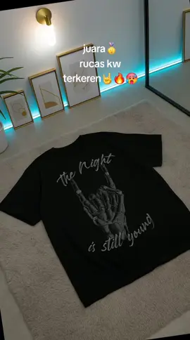 rucas rockstar skeletonhand tee , kaos rucas black motif print 100% katun🤘🔥