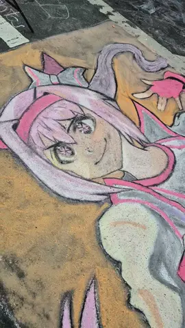 Thank you #HaruUrara Tribute chalk art by local fans. #umamusume #FYP #PrettyDerby