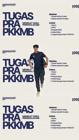 Saya Ridho sachlan dari Fakultas Teknik Program Studi Informatika. saya bangga menjadi bagian dari Keluarga Besar Mahasiswa Universitas Pancasila 2025. Saya siap berpartisipasi dan memeriahkan PKKMB Fakultas Teknik 2025! 