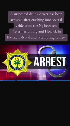 A suspected drunk driver has been arrested after crashing into several vehicles on the N3 between Pietermaritzburg and Howick in KwaZulu-Natal and attempting to flee. #fypage #SABCNews #southafrica #breakingnews 