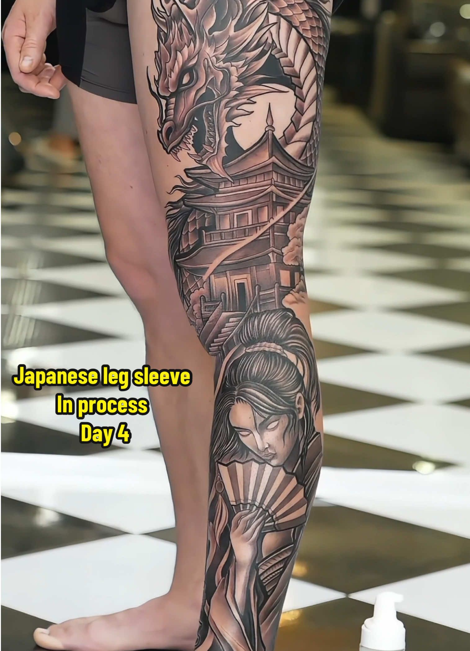 Japanese full leg sleeve in process session 📍ink_kinggfoom_studio Shop is located in Phuket Thailand, 🇹🇭 📍 Dm us in instagram for appointment and inquiries  #in#inkkingdomtattooy#fypa#tattooa#tattoodesigns  