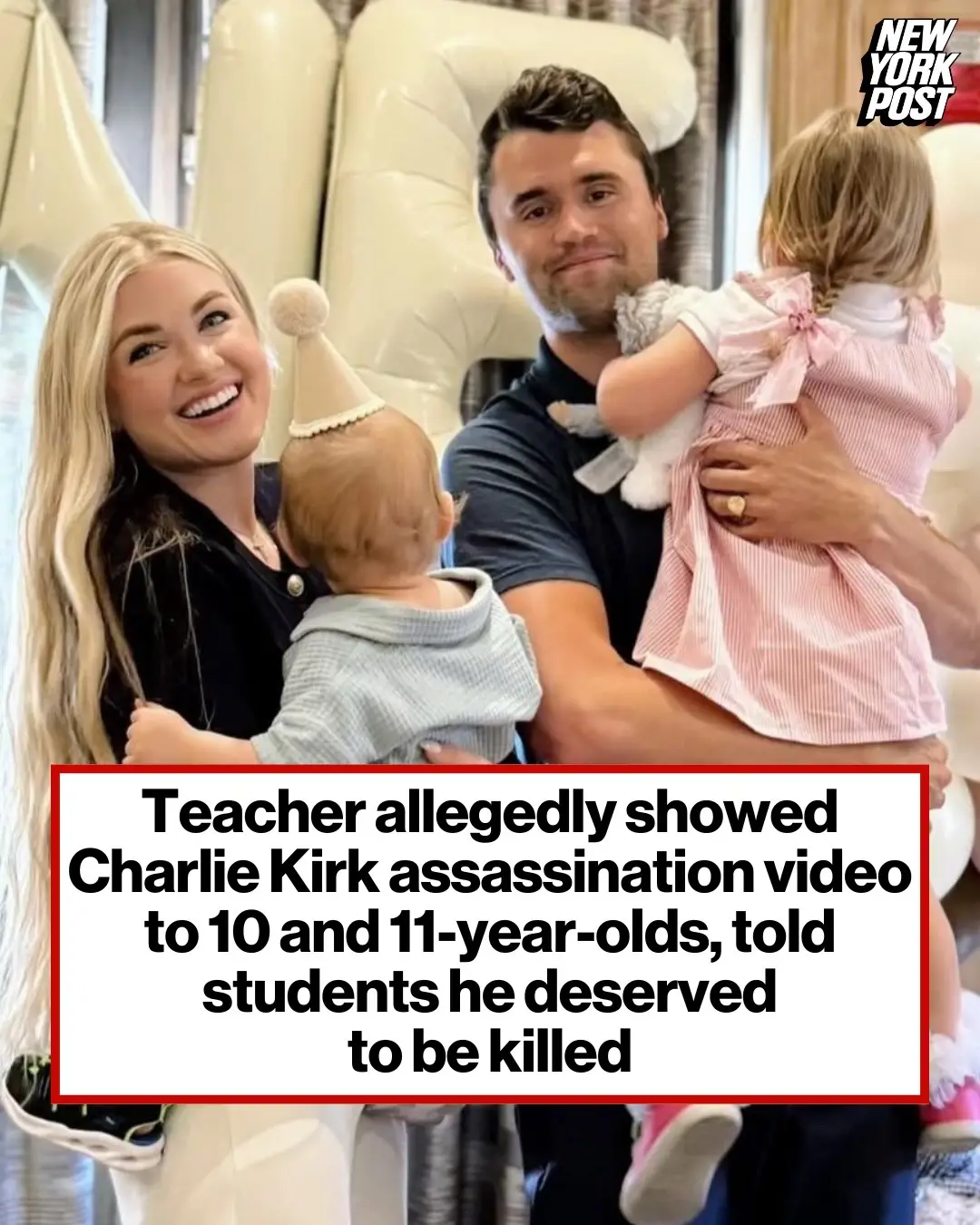 A public school teacher has been suspended after allegedly showing a video of Charlie Kirk’s assassination to students as young as 10 in his class, authorities in Canada said. The teacher also suggested that Kirk deserved to be killed, and gave the young students a speech about anti-fascism and transgender issues, according to a report. “Several students from his class went home and complained to their parents, traumatized at witnessing the on-camera death, which they were forced to witness numerous times over,” a source told the Toronto Sun after the shocking incident at a school in Toronto on September 11. “Parents subsequently reached out to school administrators, who will be putting him on leave at the start of the school day September 12th 2025.” The source added: “While playing this video repeatedly, he gave a speech to his students regarding anti-fascism, anti-trans, and how Charlie Kirk deserved for this to occur.” A letter was sent home on September 12 to all students affected by the showing of the video, calling the teacher’s alleged behavior “extremely troubling and completely disturbing,” the Toronto Sun reports. “During class, students were said to have been shown a portion of a violent video in response to questions being asked about a recent tragic event in the United States,”  read the letter signed by Corvette Junior Public School Principal Jennifer Koptie. The letter stated that the video was allegedly shown to students in grades 5 and 6 — typically aged 10-11 — by a staff member who was supervising a French immersion class and was not the regular teacher. “While an investigation must still be conducted to learn all of the details, the report of this incident is extremely troubling and completely unacceptable,” the letter continued. “We recognize the seriousness of this matter and have taken immediate steps to follow all appropriate policies and procedures,” Koptie wrote. “The teacher has been relieved of all teaching responsibilities pending the outcome of the investigation and will not be at the school,” the letter continued. Assistance is being offered to any children traumatized by the incident, Koptie said. “I also want to assure you that our top priority is supporting students. Social Work support has been made available to the school,” the letter continued. “I will be visiting the class along with a member of our Social Work team to check in with students and provide support.” 📸: X/PassagePress, Google Maps, via REUTERS, AFP via Getty Images