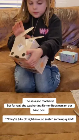Her sass is hilarious, but for real.... she was destroying #Farmerbob ears on quite possibly the cutest #blindbox ever. I mean, it has ears. cmon!! Also, if you don't have a Farmer Bob Animonster, what are you waiting for?!!! They are on sale for $4+ dollars off right now too. Grab them now for the perfect Christmas gifts! @FINDINGUNICORN.US  @FindingUnicorn.usofficial  #findingunicorn #blindboxopening  #christmasgiftideas 