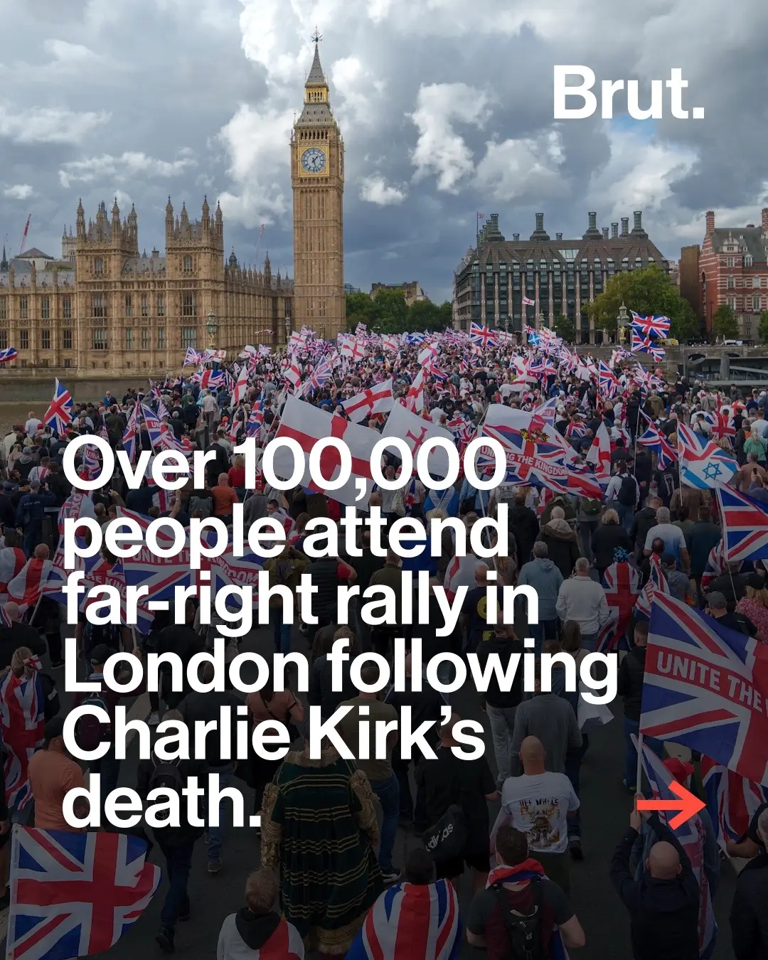 On Saturday, more than 100,000 people gathered in central London to attend a far-right rally that promoted conservative views and honored the death of right-winged activist Charlie Kirk.  #UniteTheKingdom #Rally #London #CharlieKirk #Protest  Credits: Christopher Furlong/Getty Images, Andy Barton/SOPA Images/LightRocket via Getty Images, Christopher Furlong/Getty Images,  Ben Montgomery/Getty Images, hristopher Furlong/Getty Images, SAV/Getty Images  Journalist: Jami Male