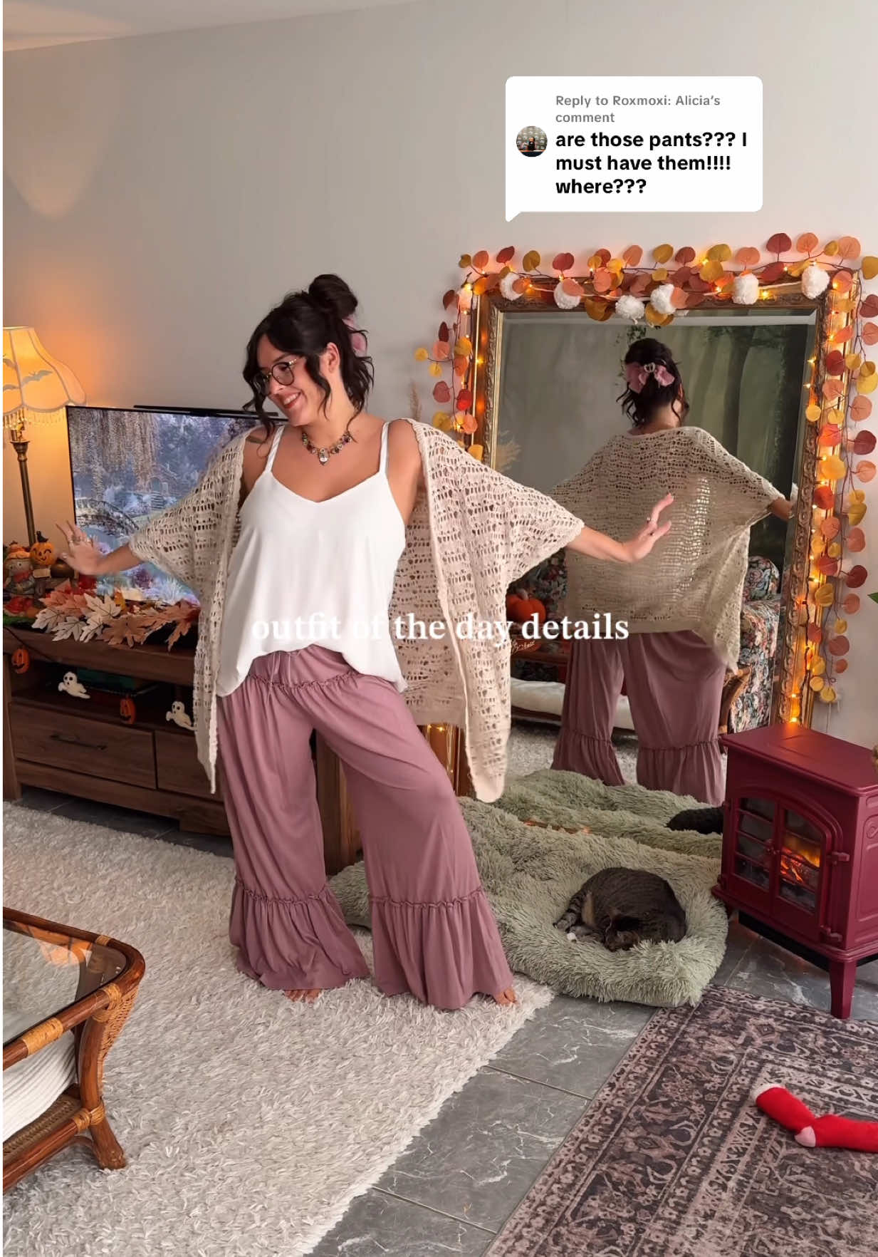 Replying to @Roxmoxi: Alicia all the deets & pants link for anyone wondering ☺️🤎  👖Pants: TTS & linked to this video 👚Top: thrifted (@Torrid) 🧸Sweater: thrifted tag says “a.n.a Los Angeles” which I believe is @JCPenney   ✨ Necklace: @Anne Koplik Designs (an amazing woman own, handmade small business with the most beautiful, sparkly, whimsy pieces 🙌🏼✨) 💍Rings: thrift/ local silver shop/ flea market finds  Hair clip: TTS & in my showcase  📖 Current read: The Enchanted Greenhouse by Sara Beth Durst a magical & cozy-cute story I’m LOVING so far  #Midsize #OOTD #MidsizeOOTD #ComfyOutfits #CozyAtHome